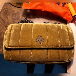 Tory Burch pumpkin seed kira velvet convertible crossbody